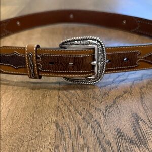 Ariat size 42 Brown Western Leather Men's Belt with Silver Buckle